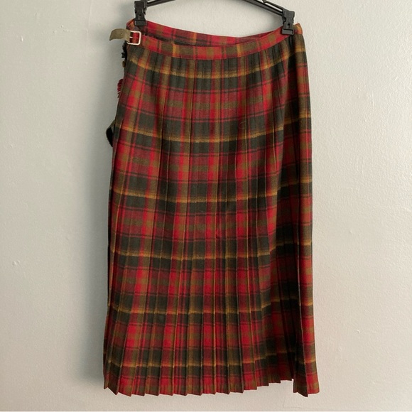 Womens Tartan Plaid Skirt Red Midi Length Size M - Picture 7 of 9